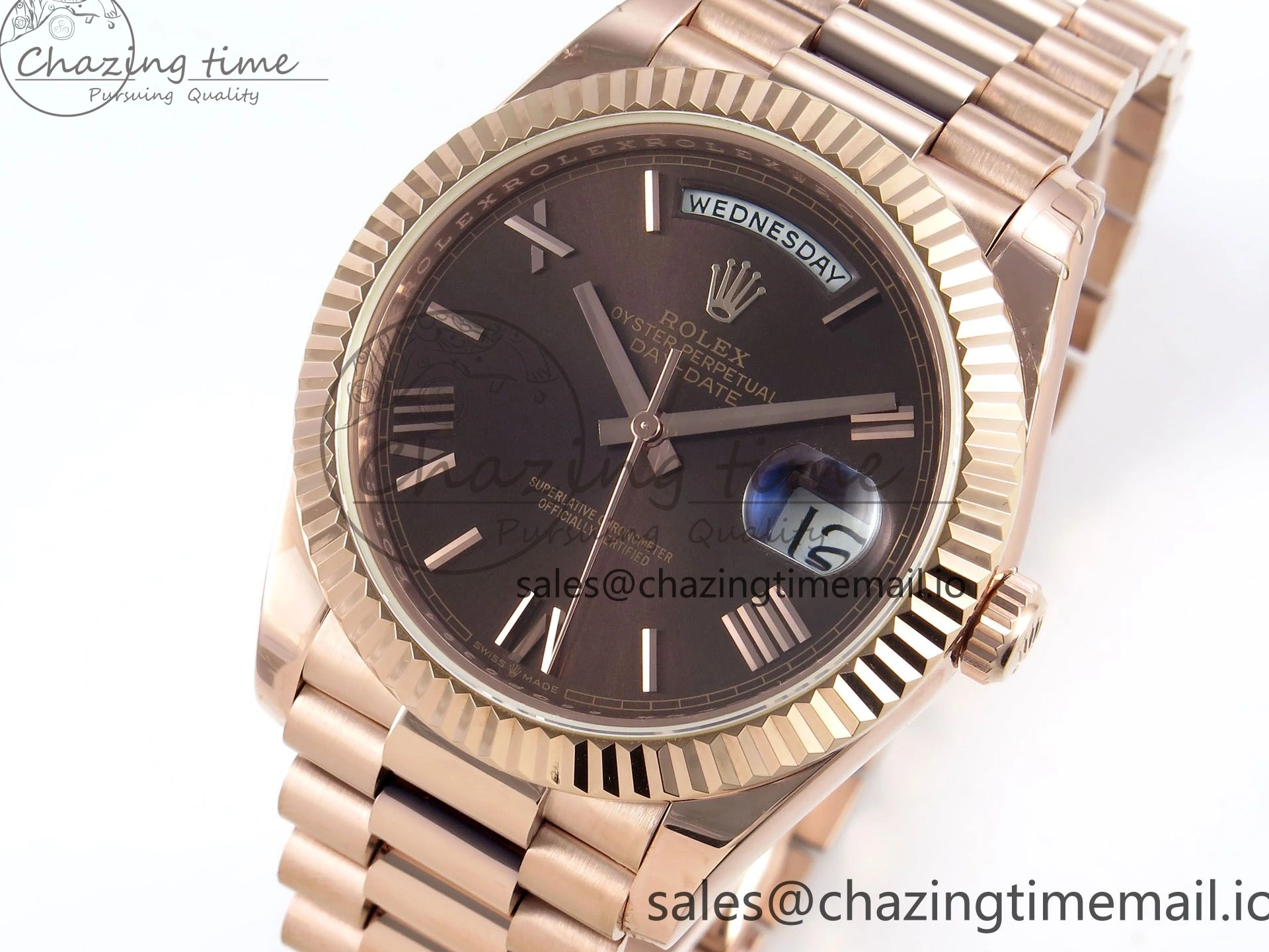 0217 QuickDry Day Date 40 RG 228235 KF 1:1 Best Edition Brown Roman Dial on President Bracelet VR3255 (Gain Weight) 838
